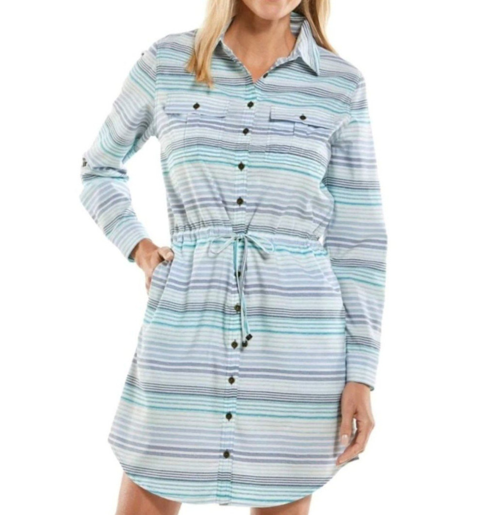 Coolibar Striped Travel Shirt Dress UPF 50+